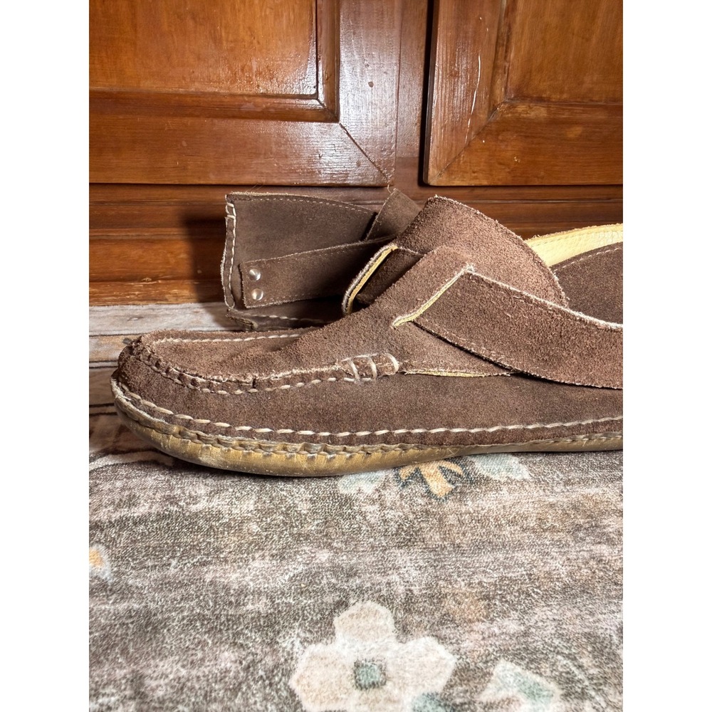 Quoddy Handcrafted Brown Suede Ring Buckle Moccasins Boho Whipstitch Loafers 7.5 - Picture 9 of 16